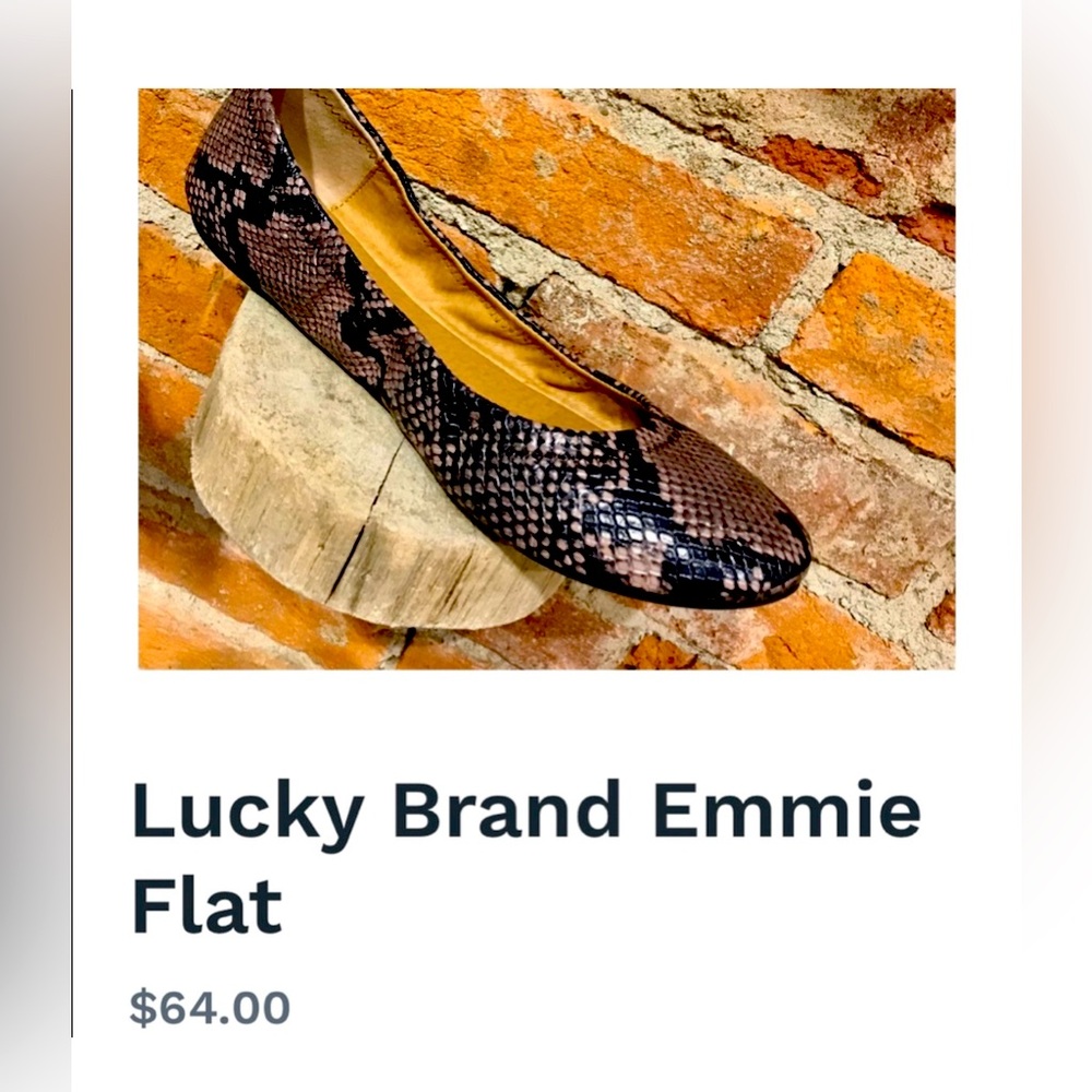 Lucky Brand Emmie snake print embossed vegan leather ballet flats. Size 6 1/2